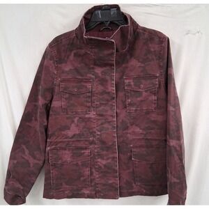 NWT Driftwood Burgundy Camo Utility Jacket Women's Medium Cotton Stretch Field